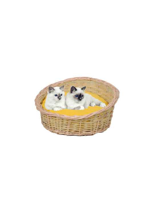 Hasır Kedi Köpek Yatağı Minder Hediyeli Sarı Renkli 40 Cm kamış hasır