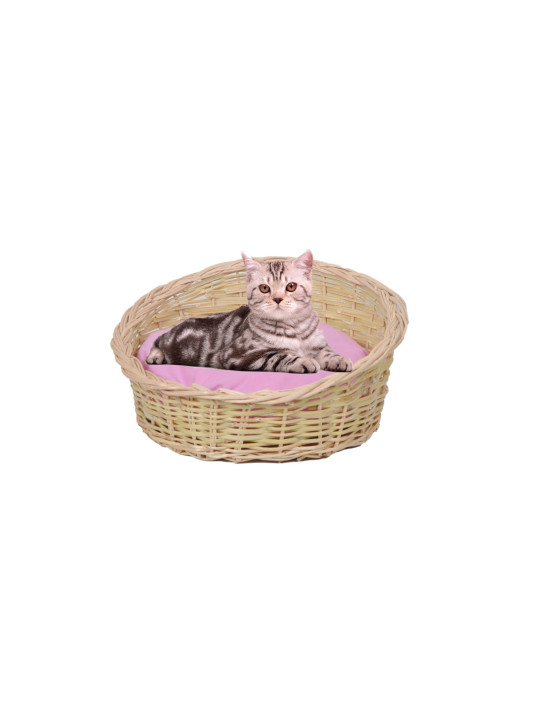 Hasır Kedi Köpek Yatağı Minder Hediyeli Mor Renkli 40 Cm kamış hasır